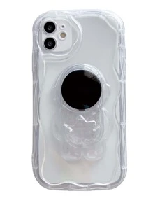 Astronaut Decor Clear Phone Case With Stand - Clear - View 4