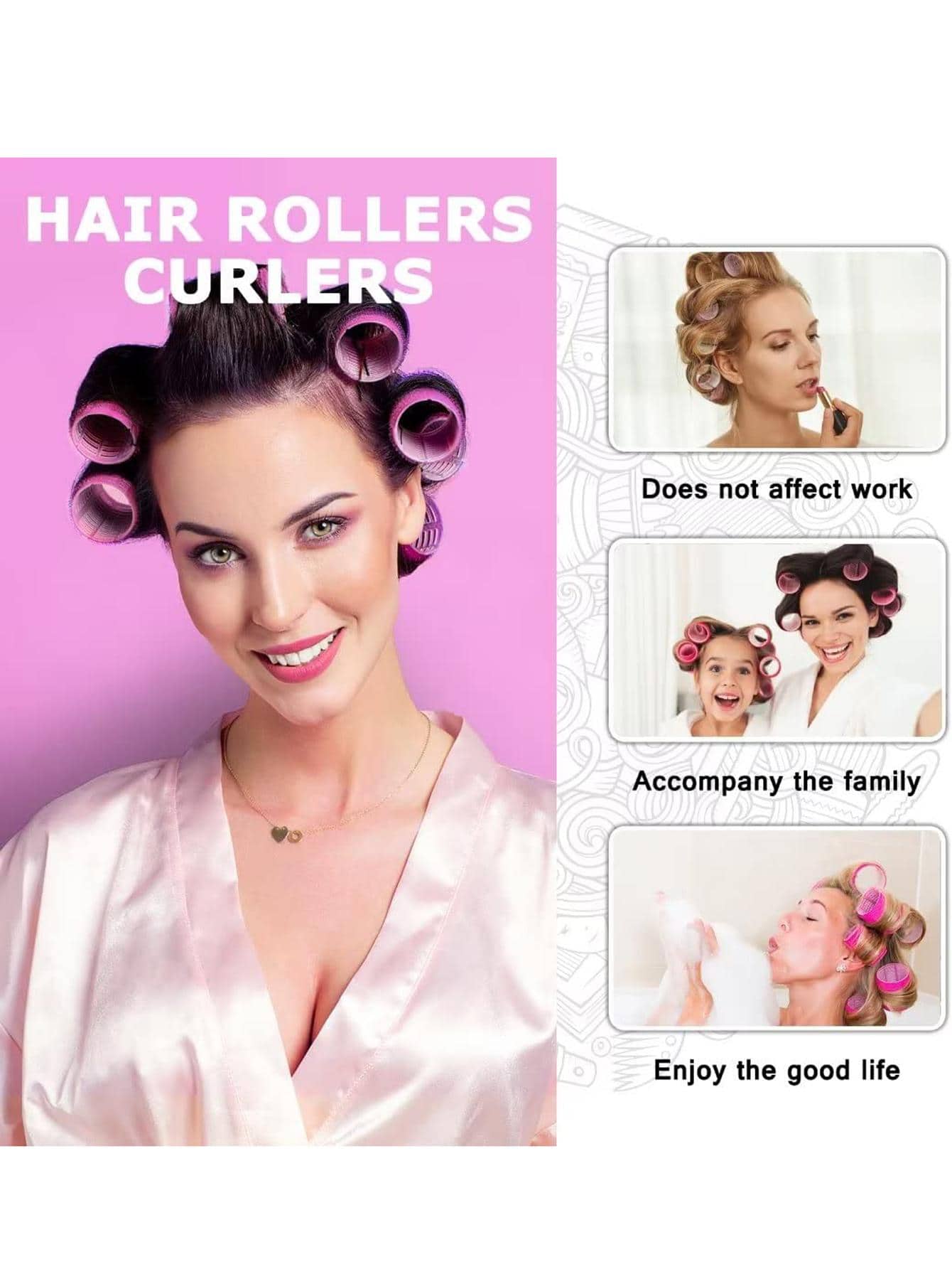 25pcs SelfAdhesive Hair Curling Rollers & Clips Set With 12 Hair