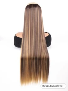 棕色混合金色超长直发接发，20-40 英寸 5 夹合成接发耐热假发，适合女性中国新年、音乐节、派对、角色扮演、节日和日常使用 - 彩色 - 查看 5