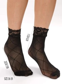 Ren Trang trí Lưới thoáng khí Nylon Vớ - màu đen - Xem 8