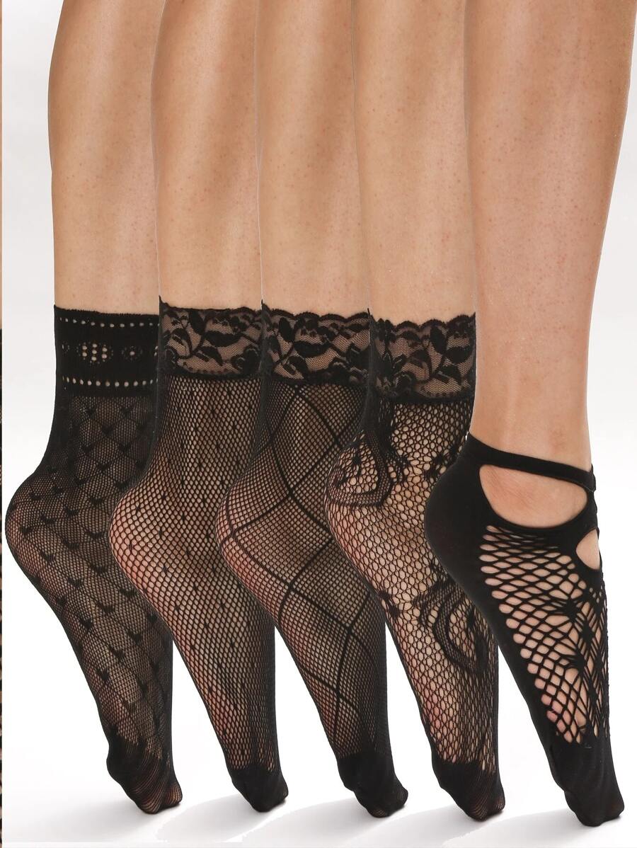 Ren Trang trí Lưới thoáng khí Nylon Vớ - màu đen - Xem 1