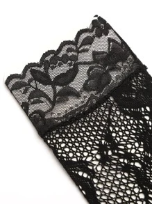 Ren Trang trí Lưới thoáng khí Nylon Vớ - màu đen - Xem 3