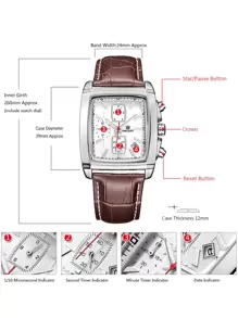 MEGIR MEGIR Luxury Business Square Men's Waterproof Chronograph Watch
