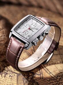 MEGIR MEGIR Luxury Business Square Men's Waterproof Chronograph Watch