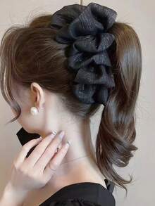 1 cái Kẹp tóc dạng lưới bong bóng ngọt ngào dành cho nữ Thanh lịch - màu đen - Xem 2