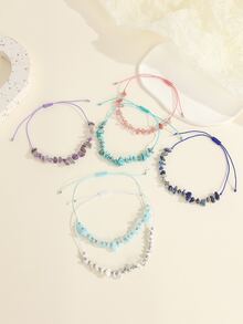 6入組/套多色綠松石色串珠波西米亞腳鍊適合女孩,合適適用於沙灘派對,可調尺寸 - 彩色 - 查看 4