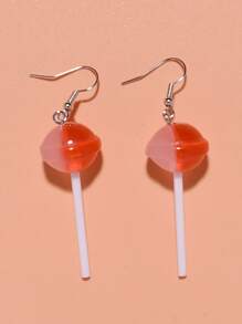 8 件夏日假日风格不锈钢环形耳环，创意甜美 3D 树脂棒棒糖设计，女孩礼品套装