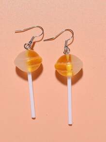 8 件夏日假日风格不锈钢环形耳环，创意甜美 3D 树脂棒棒糖设计，女孩礼品套装