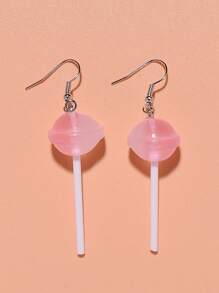 8 件夏日假日风格不锈钢环形耳环，创意甜美 3D 树脂棒棒糖设计，女孩礼品套装