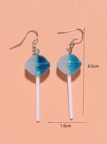 8 件夏日假日风格不锈钢环形耳环，创意甜美 3D 树脂棒棒糖设计，女孩礼品套装