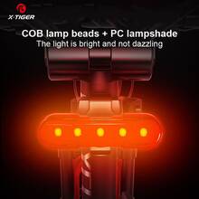 X-TIGER USB Rechargeable Bike Light Set, Super Bright 1800 Lumen Wide Angle View Bicycle Lights Tail Light, Easy To Install Bike Front And Back Rear Lights, Bicycle Headlight Safety Flashlight - Black - View 6