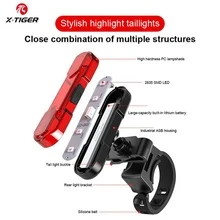 X-TIGER USB Rechargeable Bike Light Set, Super Bright 1800 Lumen Wide Angle View Bicycle Lights Tail Light, Easy To Install Bike Front And Back Rear Lights, Bicycle Headlight Safety Flashlight - Black - View 10