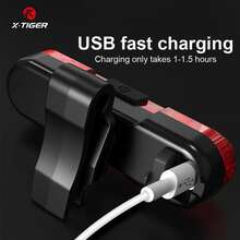 X-TIGER USB Rechargeable Bike Light Set, Super Bright 1800 Lumen Wide Angle View Bicycle Lights Tail Light, Easy To Install Bike Front And Back Rear Lights, Bicycle Headlight Safety Flashlight - Black - View 7