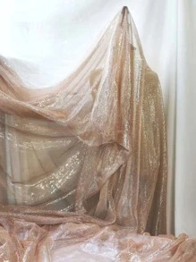 1pc Gradient Two-color Mesh Fabric, Laser Texture See-through Fabric Long Skirt Shawl Creative Handmade Fabric
