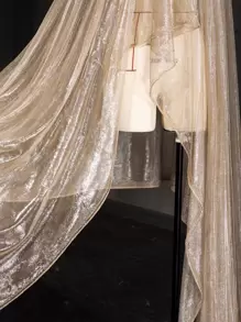 1pc Gradient Two-color Mesh Fabric, Laser Texture See-through Fabric Long Skirt Shawl Creative Handmade Fabric