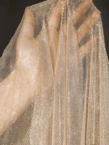 1pc Gradient Two-color Mesh Fabric, Laser Texture See-through Fabric Long Skirt Shawl Creative Handmade Fabric