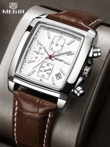 MEGIR MEGIR Luxury Business Square Men's Waterproof Chronograph Watch