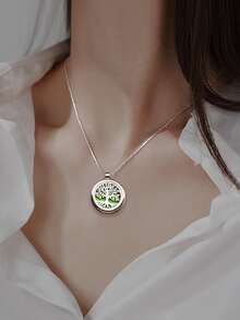 香薰吊墜項鍊生命之樹花朵香水芳香擴散器挂墜項鍊帶10片墊精油項鍊女式 - L - 查看 5