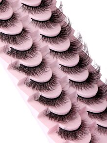 10對天然分離超細黑色粗柄蓬鬆加長睫毛10-23 毫米適合日常使用，材質柔軟可重複使用，適合所有場合