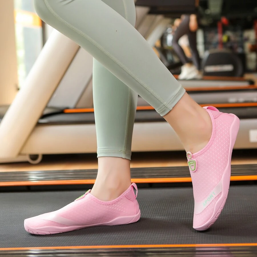Innen Fitness Schuhe Damen Weicher Boden Springseil Rutschfest Hocken Training Socken mit Schuhe Yoga-Schuhe atmungsaktiv Schnell trocknend - Pink - Übersicht 1