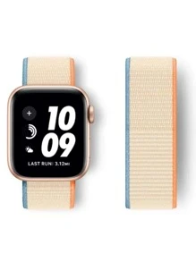 Vòng nylon Dệt nhiều màu sắc thoáng khí Áp dụng cho Đồng hồ Apple Nam và Nữ Dây đeo thể thao mùa hè 1 PC - Màu be - Xem 1