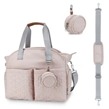 Large Capacity Mommy Bag With Breast Pump Compartment, Shoulder Handbag, Multi-Function Diaper Bag For Mothers And Babies - Pink - View 2