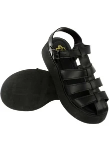 Women Flat Sandals - 黑色 - 查看 4