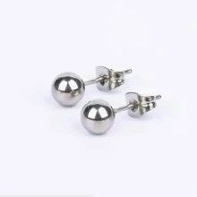 4對女士和女孩不銹鋼球形鈦鋼耳釘，尺寸3毫米/4毫米/5毫米/6毫米 - 銀色 - 查看 2