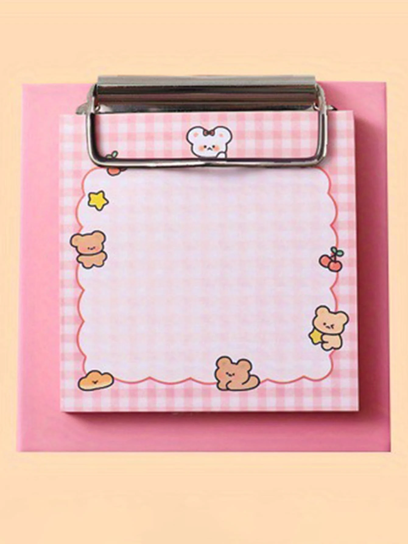 1pc Cartoon Bear Pattern Sticky Note, Cute Multi-purpose Easy To Post Writable Sticky Note For School Student, Office - Pink - View 1