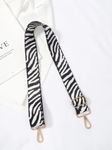 复古几何图案包带可重复使用肩带可调节通用帆布宽肩带女士，学校宿舍用书包学习用品，户外旅行备用耐磨 - 黑與白 - 查看 2