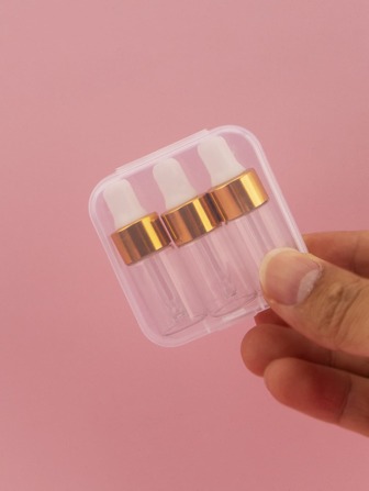 3入組3ML旅行玻璃滴瓶帶收納盒,迷你精油和化妝品容器