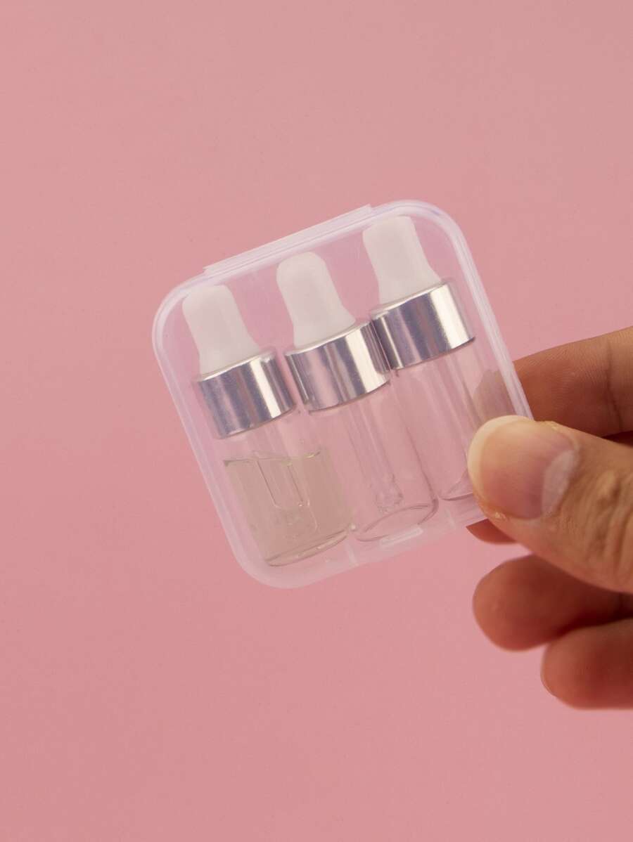 3 件 3ml 旅行玻璃滴管瓶（带收纳盒），迷你精油和化妆品容器，客厅家居卧室浴室家居装饰，旅行用品，婚礼、派对、生日，送给男士、妈妈、爸爸、朋友的礼物，新年，配饰，趣味礼物 - 銀色 - 查看 1