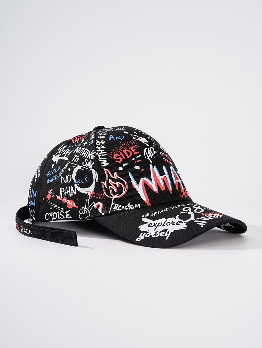Gorra de béisbol de hombres grafiti - Negro - Ver 1