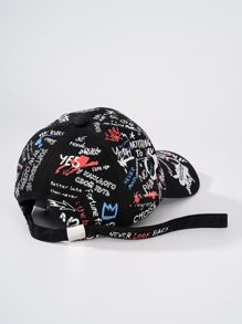 Gorra de béisbol de hombres grafiti - Negro - Ver 4