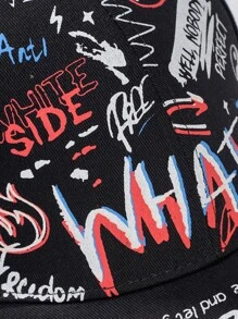 Gorra de béisbol de hombres grafiti - Negro - Ver 3