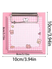 1pc Cartoon Bear Pattern Sticky Note, Cute Multi-purpose Easy To Post Writable Sticky Note For School Student, Office - Pink - View 2