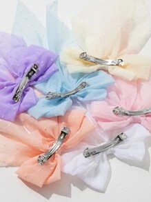 6个装女士纯色蝴蝶结装饰浪漫发夹，日常可爱爪夹发卡，学生用品，优雅，学院风，发饰