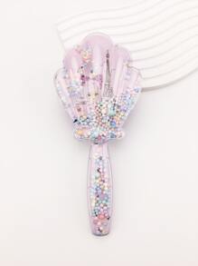 1入組美髮工具:可愛透明泡沫和亮片裝飾防纏結卷和直發友好氣墊按摩梳帶便攜外殼設計 - 彩色 - 查看 1