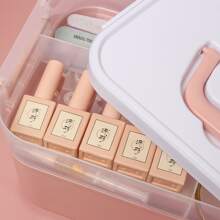 Nail Tool Box With Double-Layered Large Capacity Storage For Nail Polish And Gel, Makeup Tool Organizer,Room,Home,Bedroom,Bathroom,House,Pink Room,Living Room Decor,Travel Stuff,Gift Bag,Gifts For Mom,Dad,Men,Friends,Teacher,Birthday,Wedding,Desk,Shelves,Accessories,Gift Boxes,Funny Gift,Storage