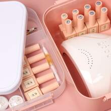 Nail Tool Box With Double-Layered Large Capacity Storage For Nail Polish And Gel, Makeup Tool Organizer,Room,Home,Bedroom,Bathroom,House,Pink Room,Living Room Decor,Travel Stuff,Gift Bag,Gifts For Mom,Dad,Men,Friends,Teacher,Birthday,Wedding,Desk,Shelves,Accessories,Gift Boxes,Funny Gift,Storage