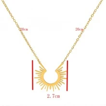 時尚太陽形狀吊墜項鍊 - 金色 - 查看 7