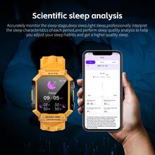 LOKMAT 男女智能手錶，消息推送，戶外運動，5atm 防水，心率、血壓和血氧監測，學生長電池壽命手錶 - 黃色 - 查看 8