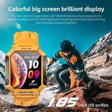 LOKMAT 男女智能手錶，消息推送，戶外運動，5atm 防水，心率、血壓和血氧監測，學生長電池壽命手錶 - 黃色 - 查看 3