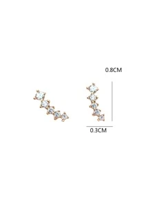 1雙發亮的微型曲綫耳環帶流星&小鑽石細節 - 金黃色 - 查看 5