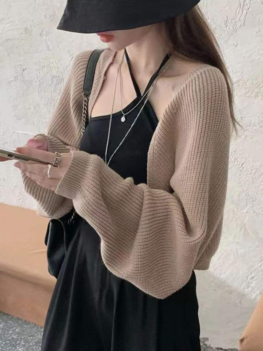 1 Miếng Dệt kim Máy lạnh Phòng Vai Che phủ Đa chức năng Khăn quàng cổ bờ biển Kem chống nắng Khăn choàng - Màu Khaki - Xem 1