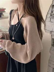 1 Miếng Dệt kim Máy lạnh Phòng Vai Che phủ Đa chức năng Khăn quàng cổ bờ biển Kem chống nắng Khăn choàng - Màu Khaki - Xem 3