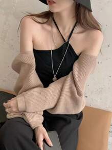 1 Miếng Dệt kim Máy lạnh Phòng Vai Che phủ Đa chức năng Khăn quàng cổ bờ biển Kem chống nắng Khăn choàng - Màu Khaki - Xem 4