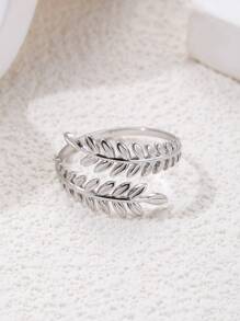 1pc Fashion Dopamine Inspired Baroque Style Wheat Ear Adjustable Stainless Steel Open Ring, Chunky Jewelry For Women Daily Wear Gift