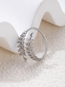1pc Fashion Dopamine Inspired Baroque Style Wheat Ear Adjustable Stainless Steel Open Ring, Chunky Jewelry For Women Daily Wear Gift