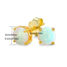 1 đôi 16G Opal Bông tai stud Đối với phụ nữ Nam , Thép không gỉ Vàng MẠ Đồ trang sức Đòn bẩy Đá quý , Màu sắc Trắng - Xanh - Đen , Đường kính 3MM - 4MM - A1-Trắng Opal-1Cặp - Xem 4